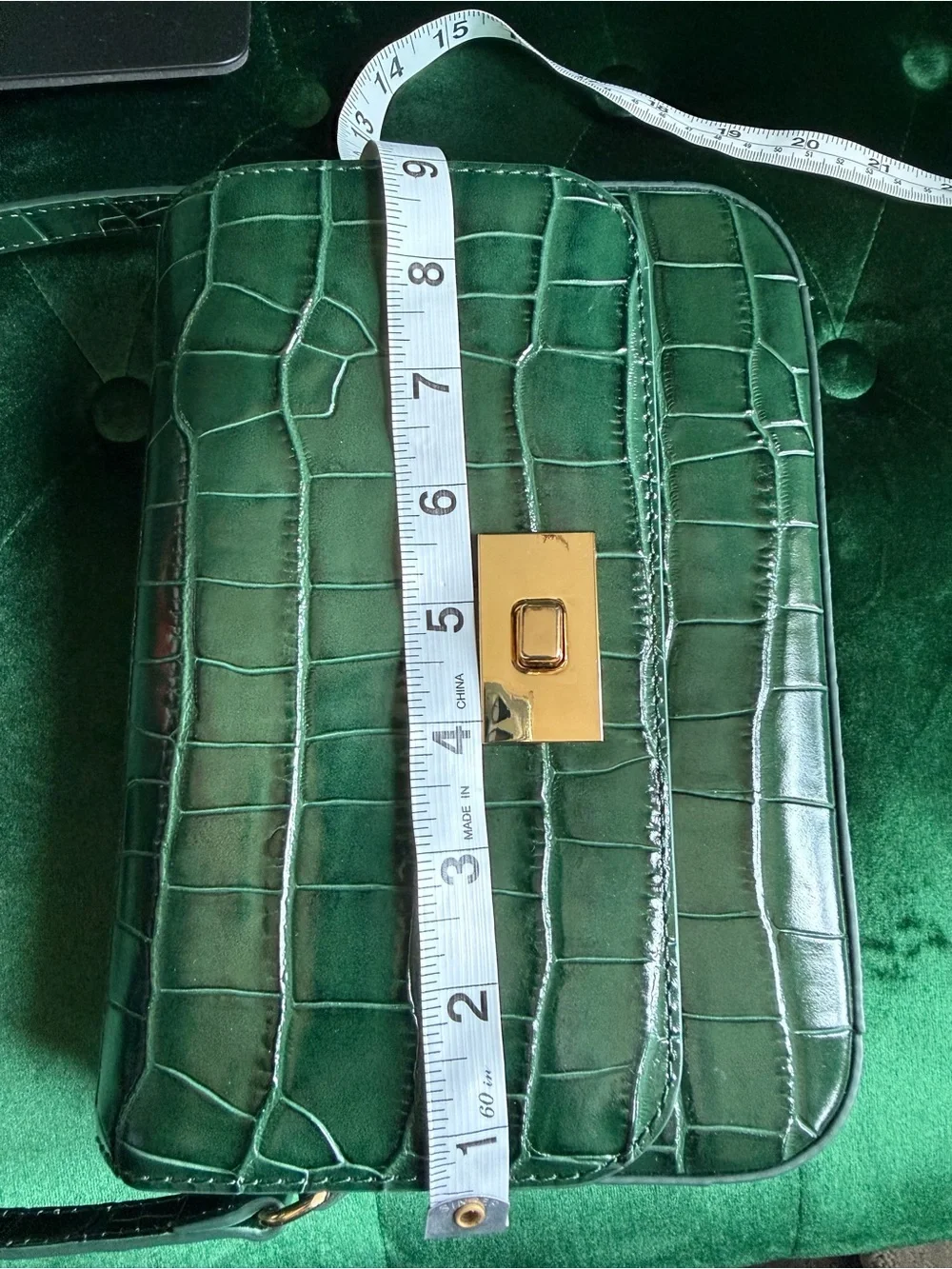 J.Crew Edie Old Forest Green Croc Embossed Italian Leather Crossbody NWT